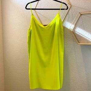 ASOS slip style dress. Neon yellow/green. Size 14, Worn once.